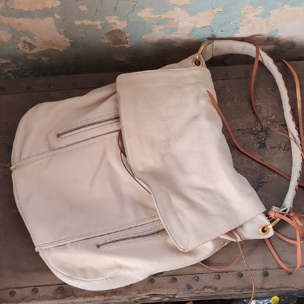 Christopher Kon Cream Leather Shoulder Bag